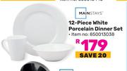 Mainstays 12 Piece White Porcelain Dinner Set