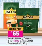 Jacobs Kronung Original 3 In 1 + Instant Coffee Economy Refill 40g-For Both
