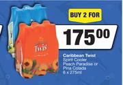Caribbean Twist Spirit Cooler Peach Paradise Or Pina Colada-For 2 x 6 x 275ml