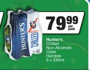 Hunter's Chilled Non Alcoholic Cider Handies-6 x 330ml Per Pack