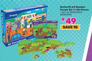 Butterfly A4 Wooden Puzzle 36 Or 48 Pieces