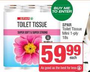 Spar Toilet Tissue Mini 1 Ply-18s Pack