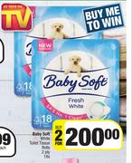 Baby Soft White Toilet Tissue Rolls 2 Ply-For 2 x 18s
