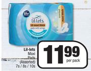 Lil-Lets Maxi Pads (Assorted)-7s/8s/10s Per Pack