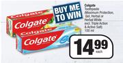 Colgate Toothpaste Maximum Protection Gel,Herbal Or Herbal White Triple Action & Active Salt-100ml