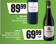Laborie Cabernet Sauvignon, Merlot, Shiraz Or Merlot/Cabernet Sauvignon-750ml Each