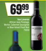 Van Loveren African Java Pinotage,Merlot,Cabernet Sauvignon Or Blue Velvet Pinot Noir-750ml Each