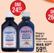 Phipp's Milk Of Magnesia Assorted-100ml Each