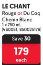 Le Chant Rouge Or Du Coq Chenin Blanc-750ml Each