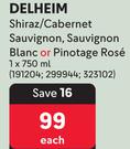 Delheim Shiraz/Cabernet Sauvignon,Sauvignon Blanc Or Pinotage Rose-750ml Each