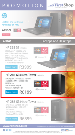 Special Hp 285 G3 Micro Tower 4cz17ea Www Guzzle Co Za
