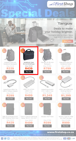 First Shop : Targus (14 December - 21 December 2022), page 1