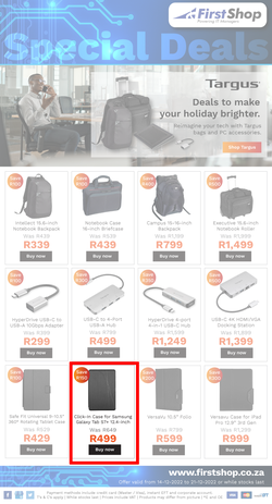 First Shop : Targus (14 December - 21 December 2022), page 1