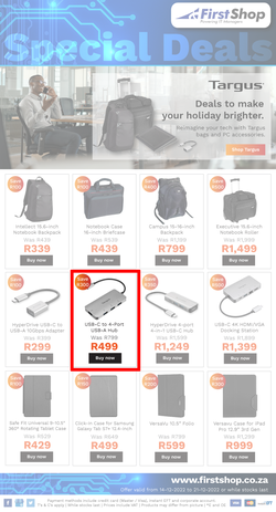 First Shop : Targus (14 December - 21 December 2022), page 1
