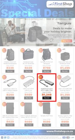 First Shop : Targus (14 December - 21 December 2022), page 1