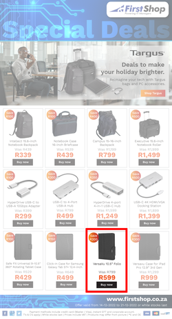 First Shop : Targus (14 December - 21 December 2022), page 1