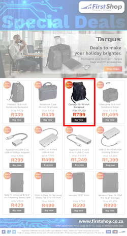 First Shop : Targus (14 December - 21 December 2022), page 1
