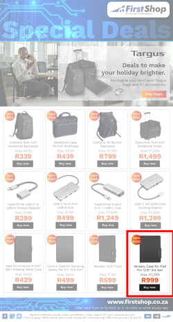 First Shop : Targus (14 December - 21 December 2022), page 1