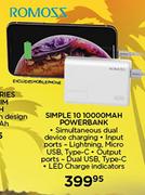 Romoss Simple 10 10000MAH Powerbank