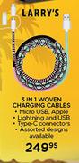 Larry's 3 In 1 Woven Charging Cables