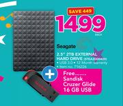 Seagate 2.5" 2 TB External Hard Drive STEA2000400 With Free Sandisk Cruzer Glide 16GB USB