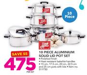 Hart 10 Piece Aluminium Solid Lid Pot Set-Per Set