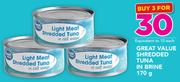 Great Value Shredded Tuna In Brine-3x170g