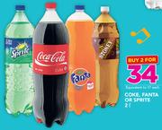 Coke, Fanta Or Sprite-2x2Ltr