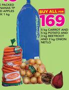 5Kg Carrot And 5Kg Potato And 3Kg Beetroot And 2Kg Onion Netlo