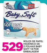 Rolos de papel higienico de 2 folhas Baby soft 18 por Embalagem