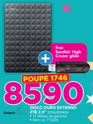 Seagate Disco duro Externo 2TB 2.5" STEA2000400 With Free Sandisk 16GB Cruzer glide