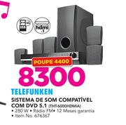 Telefunken sistema de som compativel Com DVD 5.1 THT-6000HDMIA