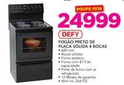 Defy fogao Preto de placa Solida 4 bocas