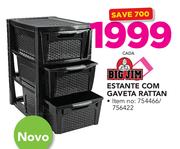Big Jim estante com gaveta rattan-cada