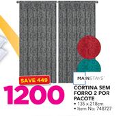 Mainstays Cortina sem forro 2 Por Pacote