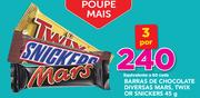 Barras de Chocolate Diversas Mars, Twix Or Snickers-3 x 45g