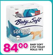 Baby Soft 2 Ply Toilet Rolls 18's