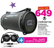 Volkano Tornado Bluetooth Speaker VK-30003-BK With Free Amplify Symphony Headphones