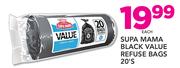 Supa Mama Black Value Refuse Bags-20's