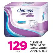 Clemens Medium or Large Adult Diapers-15's