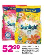 Sunlight 2 In 1 Hand Washing Powder Value Pack-3kg Each