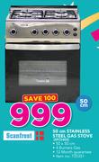 Scanfrost 50cm Stainless Steel Gas Stove SFC5402