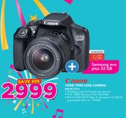 Canon 1300D Twin Lens Camera MB-MC32DA Plus Samsung Evo Plus 32GB