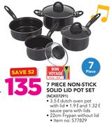 Bon Voyage 7 Piece Non Stick Solid Lid Pot Set