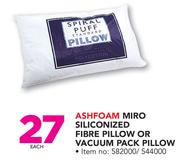 Ashfoam Miro Siliconized Fibre Pillow Or Vacuum Pack Pillow-Each