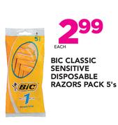 Bic Classic Sensitive Disposable Razors Pack-5's Each