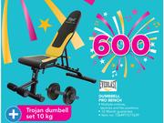 Everlast Dumbbell Pro Bench Plus Trojan Bumbbell Set 10Kg