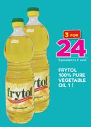 Frytol 100% Pure Vegetable Oil-3 x 1Ltr