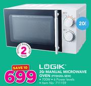 Logik 20Ltr Manual Microwave Oven P70H20L-SEW