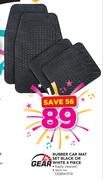 1st Gear Rubber Car Mat Set Black Or White 4 Piece